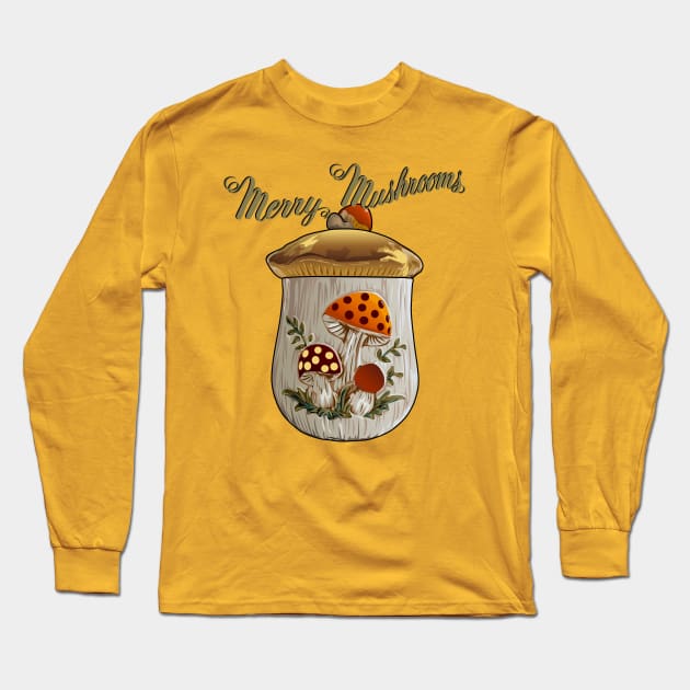 Merry Mushrooms Cannister Set Long Sleeve T-Shirt by Screen Fiend Merch